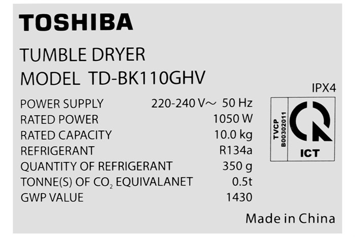 Máy sấy bơm nhiệt Toshiba 10 kg TD-BK110GHV(MK)